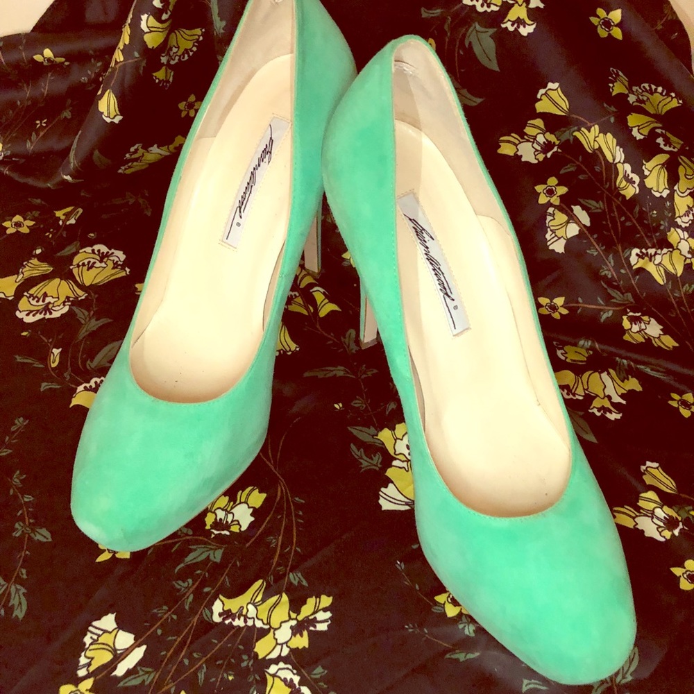 Pastel Green Suede Brian Atwood Maniac Pumps